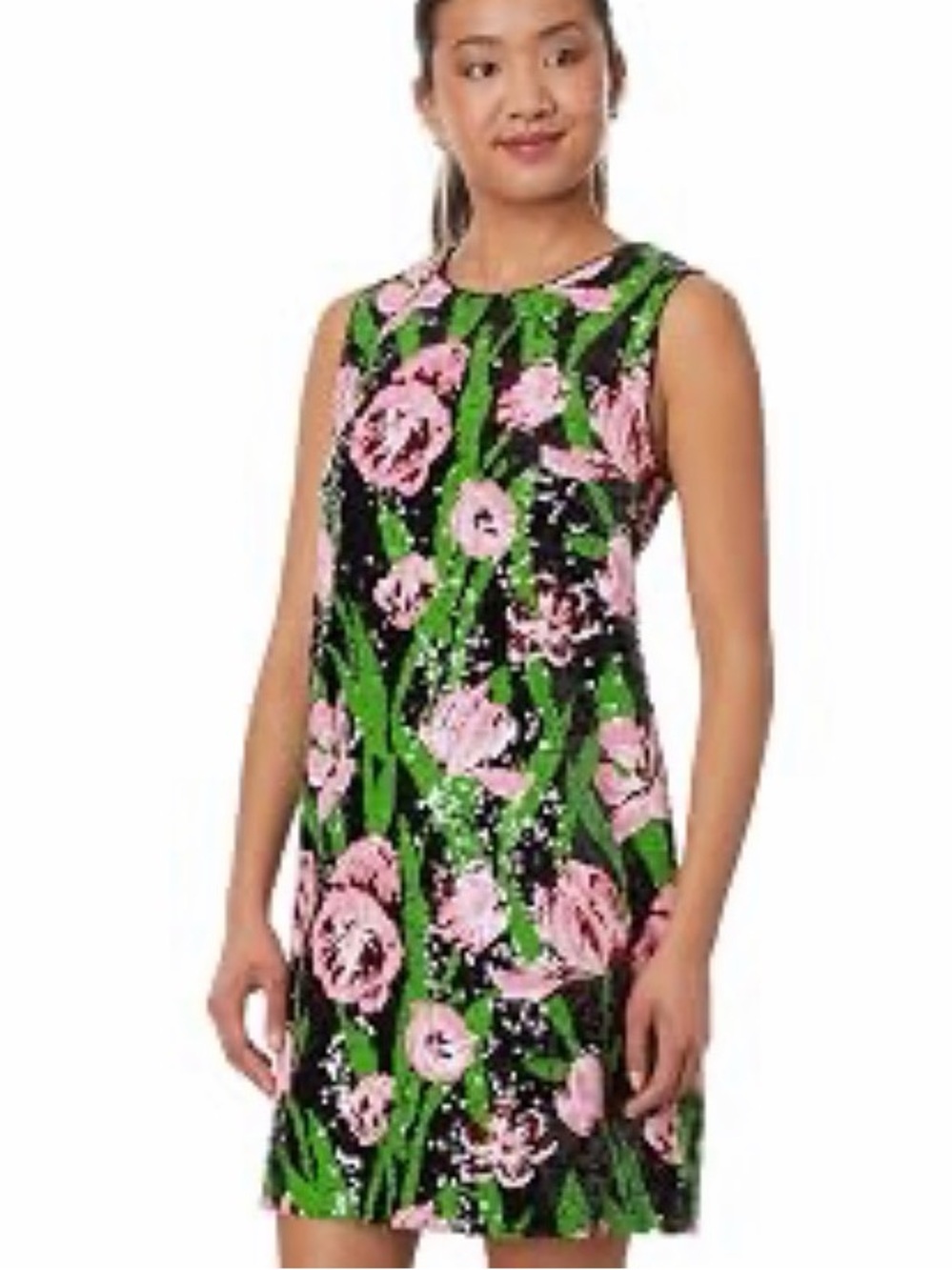 NWT Lilly Pulitzer Womens Axlee Sequin Shift Onyx Party Petals Sequin 8